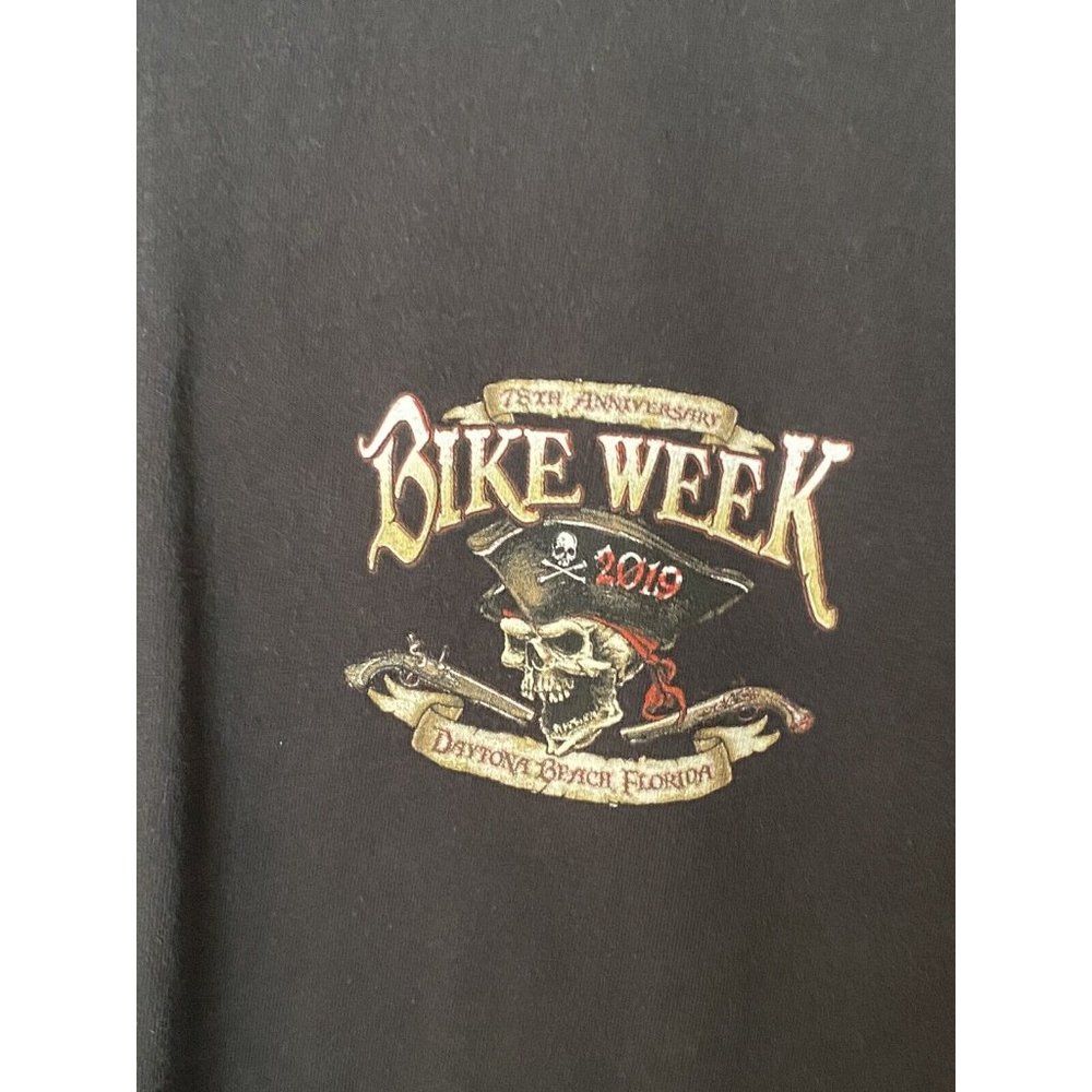 Daytona Beach 2019 Bike Week Black S/S T-Shirt Men's Size XL Skull Pirate 78th - Picture 8 of 11